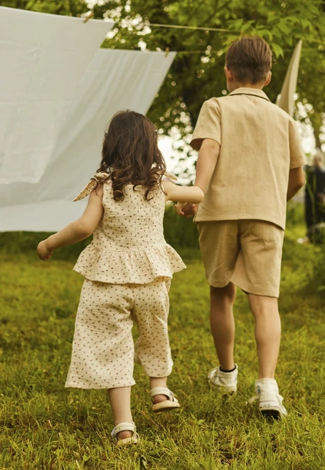 Костюм летний из муслина с принтом цветочки