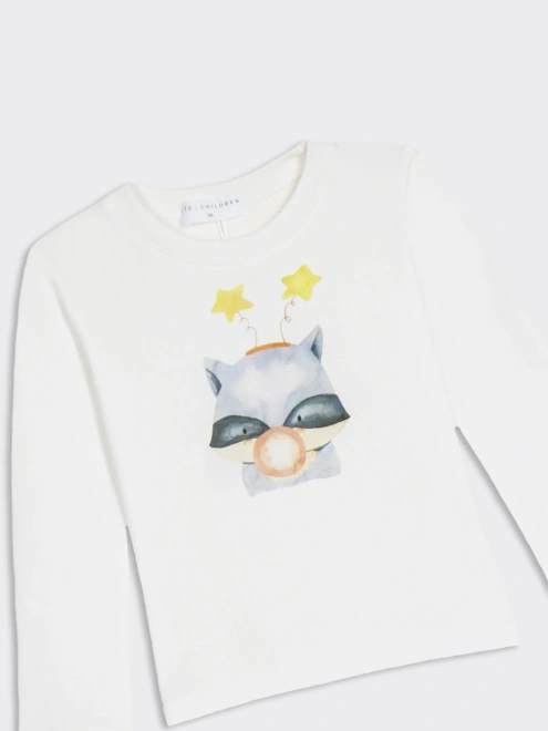 Лонгслив из хлопка с принтом енотик