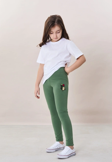 Леггинсы с цветком в зеленом цвете