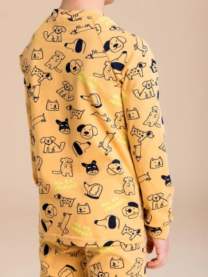 Пижама горчичного цвета в принтом собачки
