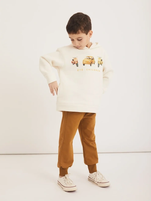 Толстовка с капюшоном из утепленной ткани с рисунком машинка и мопеды