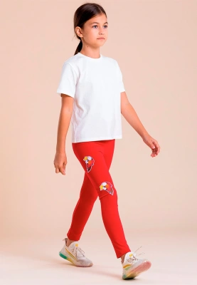 Леггинсы с птичками в красном цвете