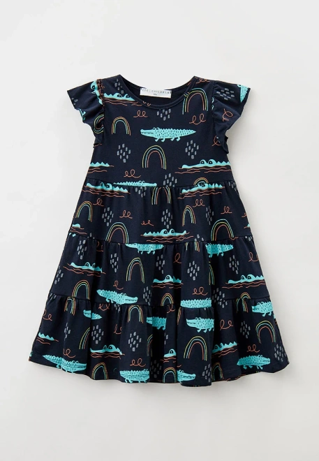 Платье из тонкого хлопка с принтом крокодилы