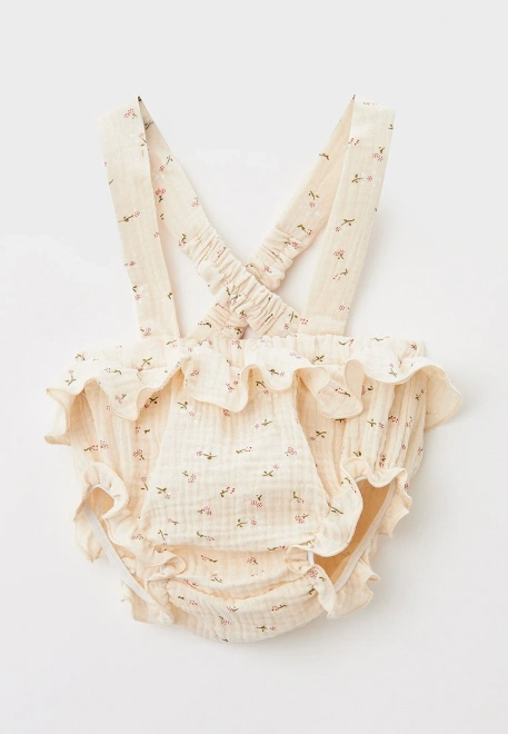 Панталоны на лямках из муслина в цветочек для малышей