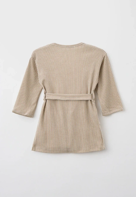 Халат трикотажный в полоску с поясом  