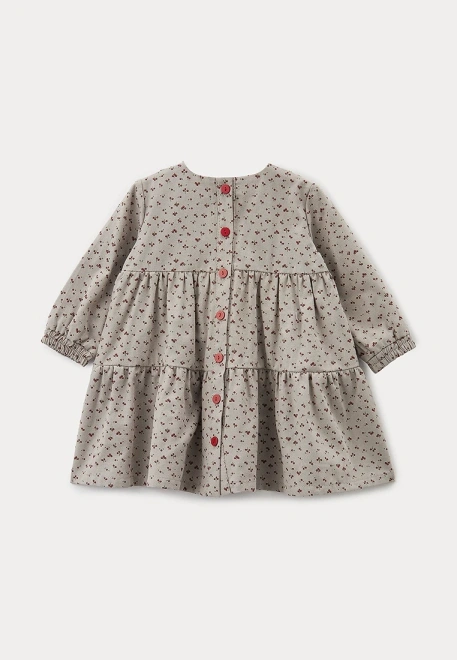 Платье из теплого хлопка с принтом вишенки и пуговицами по всей спинке 