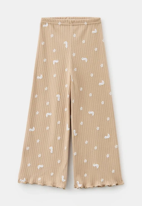 Пижама бежевого цвета с принтом для девочек