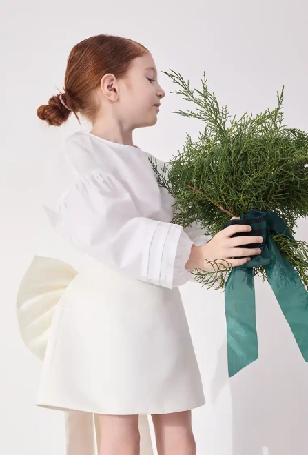 Юбка Бинки из атласа в молочном цвете