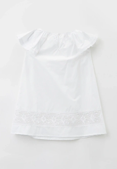 Платье белое из хлопка с широким кружевом на юбке
