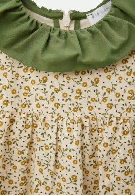 Платье Джису из теплого хлопка в молочном цвете