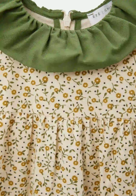 Платье Джису из теплого хлопка в молочном цвете