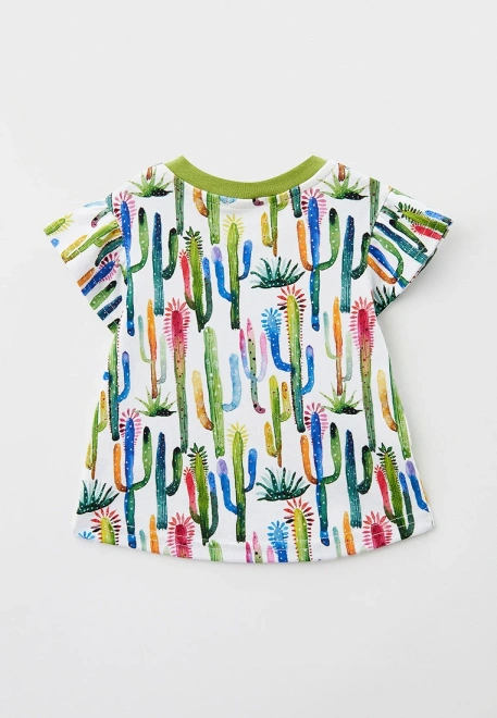 Костюм с футболкой и шортами из трикотажного хлопка с принтом кактусы