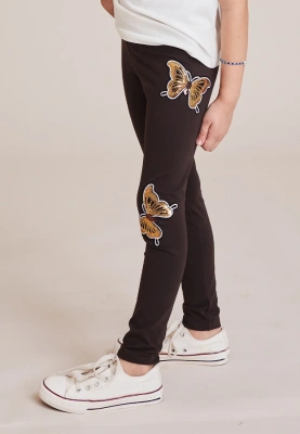 Леггинсы с большими бабочками в кофейном цвете