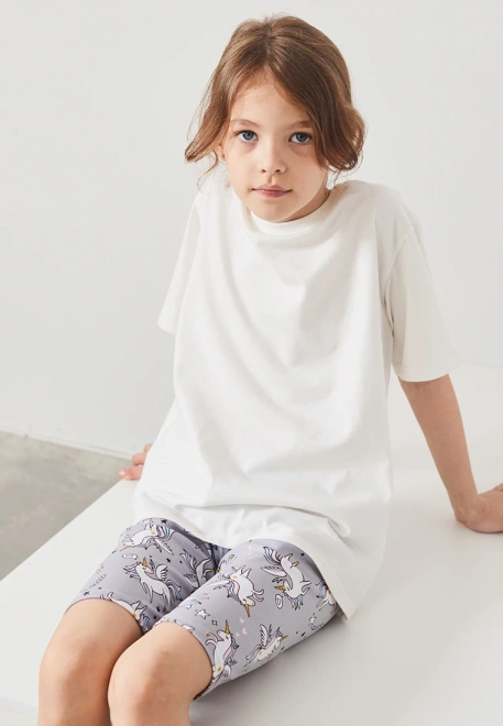 Велосипедки из трикотажа с принтом единороги