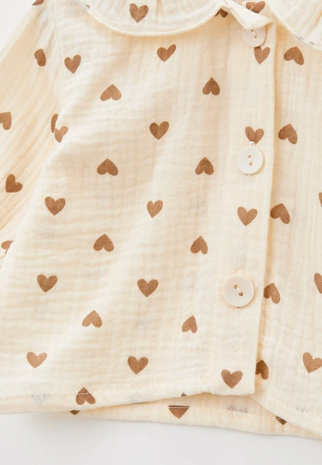 Блузка с круглым воротником на пуговицах для малышей из муслина  Блузка с круглым воротником на пуговицах для малышей из муслина