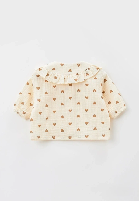 Блузка с круглым воротником на пуговицах для малышей из муслина  Блузка с круглым воротником на пуговицах для малышей из муслина