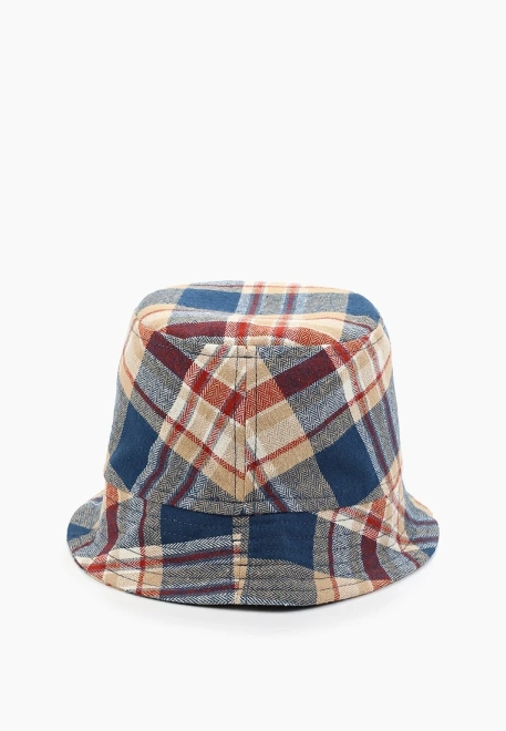 Панама в синюю клетку из теплого хлопка