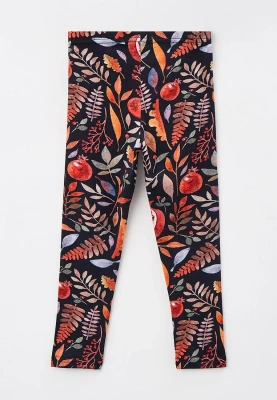 Леггинсы с гранатом и цветами в черном окрасе