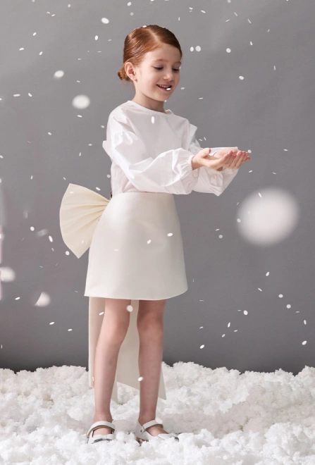 Юбка Бинки из атласа в молочном цвете