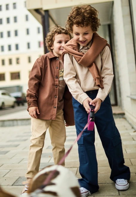 Брюки карго для мальчика из денима синего цвета