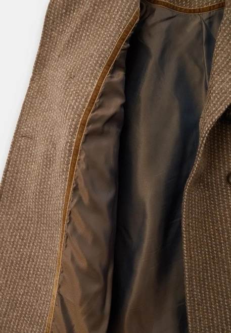 Пальто трапеция с английским воротником из шерсти