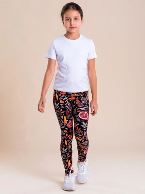 Леггинсы с гранатом и цветами в черном окрасе