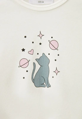 Пижама из интерлока в сером цвете с принтом