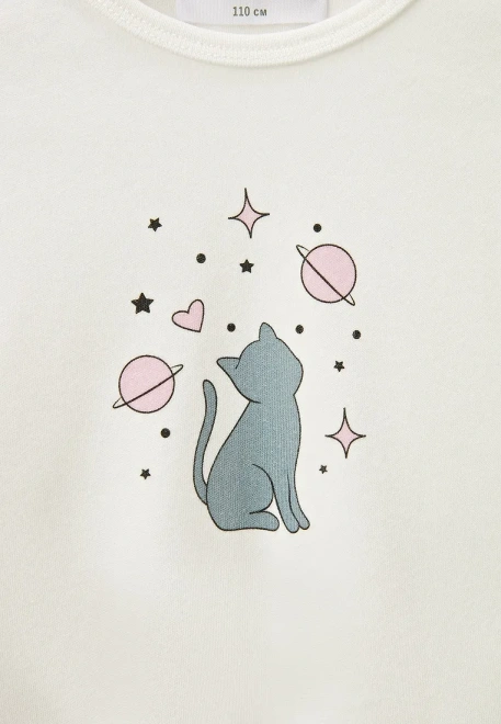 Пижама из интерлока в сером цвете с принтом