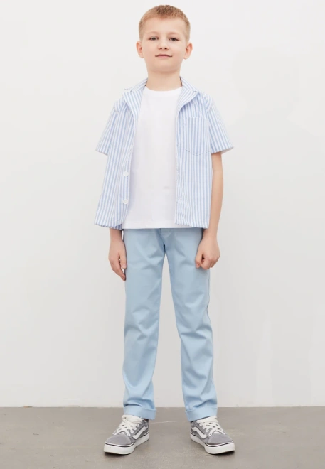 Брюки из голубого денима с отворотами 