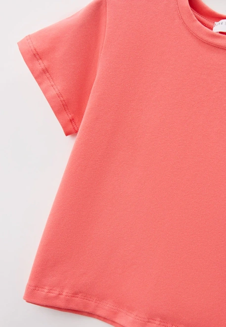 Футболка однотонная из мягкого трикотажа кораллового цвета