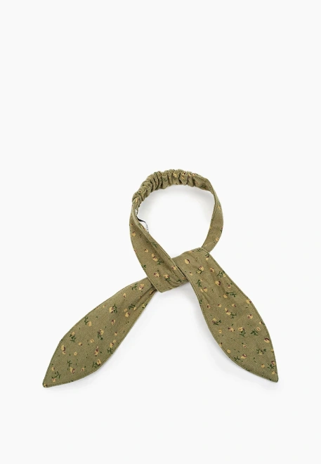 Повязка на голову из теплого хлопка в цветочек