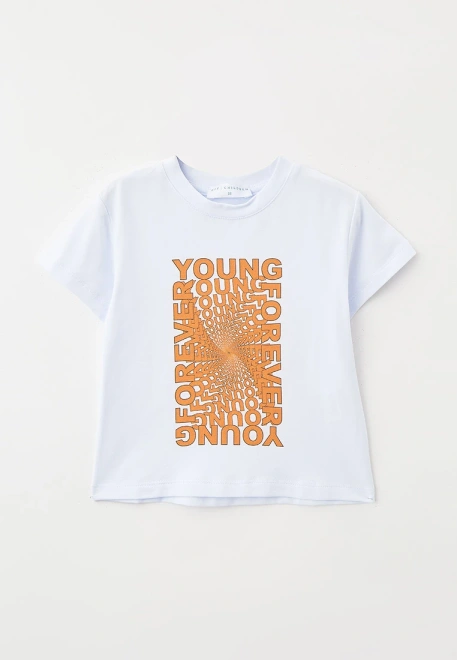 Футболка белая свободная с объемным принтом из слов FOREVER YOUNG 