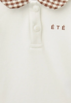 Боди Эш с воротником в молочном и коричневом цвете