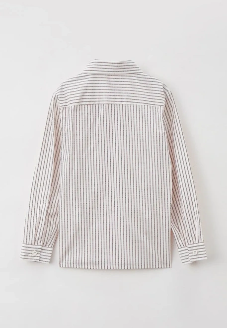 Рубашка из хлопка в тонкую бордовую полоску 