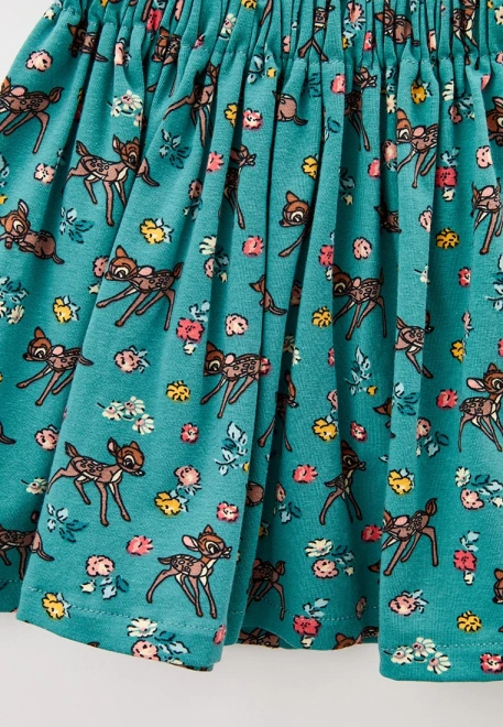 Юбка в сборку из трикотажа с принтом олененок бэмби