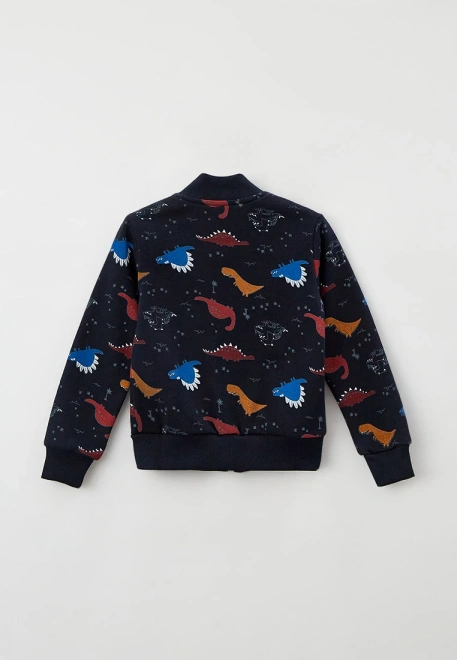 Толстовка на молнии из утепленной ткани с принтом динозаврики