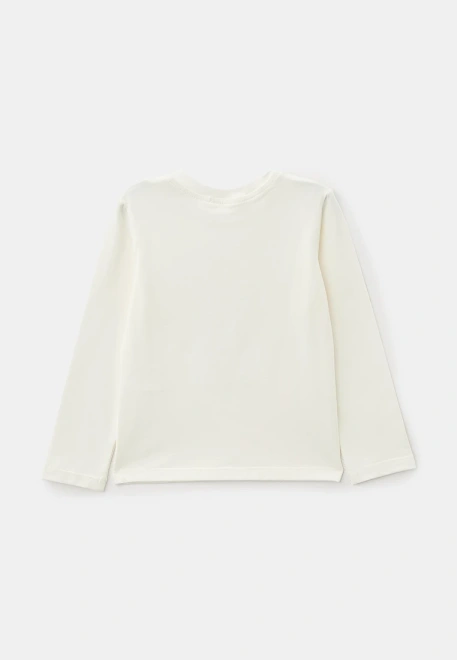 Лонгслив молочный с принтом курочка