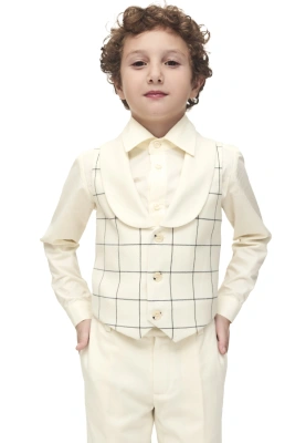 Жилет в клетку молочного цвета для мальчиков
