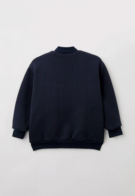 Бомбер темно-синий на кнопках свободного кроя 