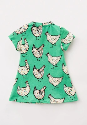 Платье летнее для малышей из трикотажа с принтом курочки