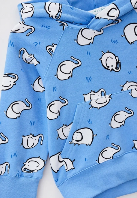 Костюм спортивный из худи с принтом слоники и однотонных брюк