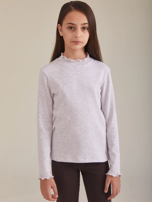 Водолазка прямого кроя из ткани в рубчик с небольшим утеплителем