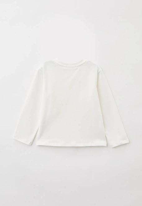 Лонгслив молочный с яркой желтой надписью