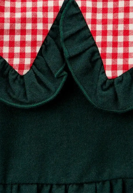 Платье Фалина из теплого хлопка в темно-зеленом цвете