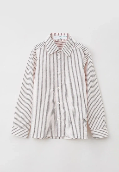 Рубашка из хлопка в тонкую бордовую полоску 