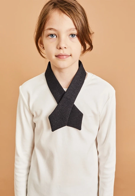 Галстук школьный на кнопке в мелкую клетку