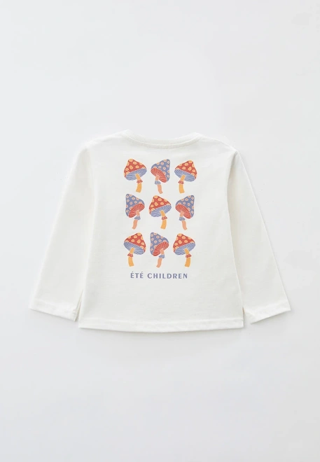 Лонгслив из плотного хлопка с принтом грибы на спине изделия