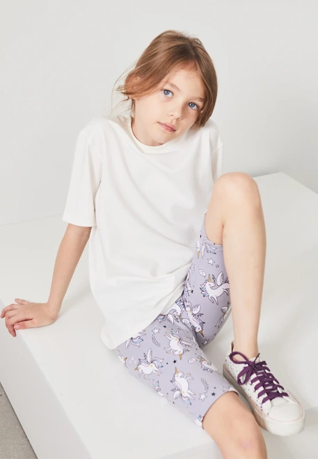 Велосипедки из трикотажа с принтом единороги