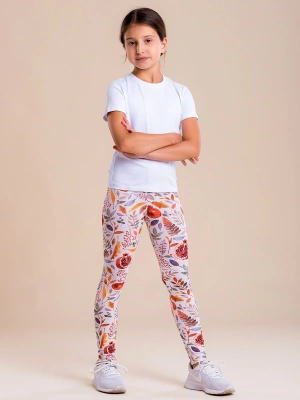 Леггинсы с гранатом и цветами в молочном окрасе