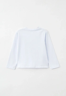 Лонгслив белый с принтом динозавр и надписью TRICERATOPS 